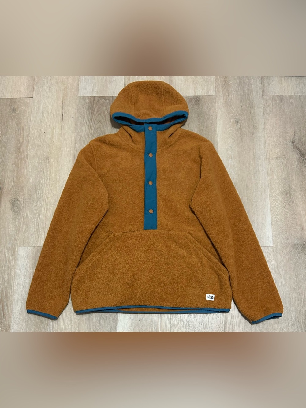 The North Face Brown Fleece Pullover with Teal Trim